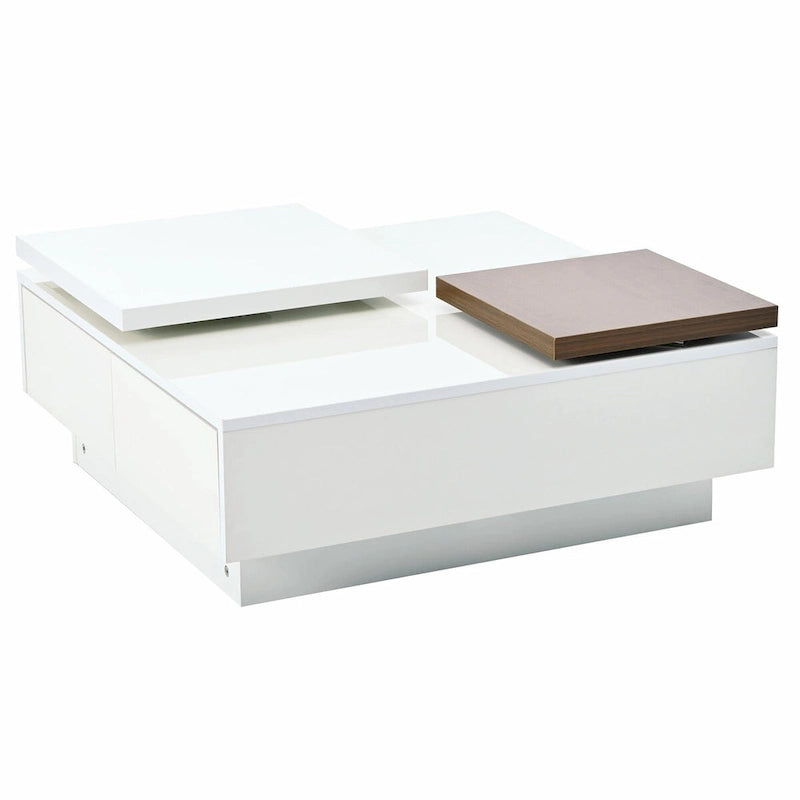 Table basse carrée moderne en bois avec plateau amovible