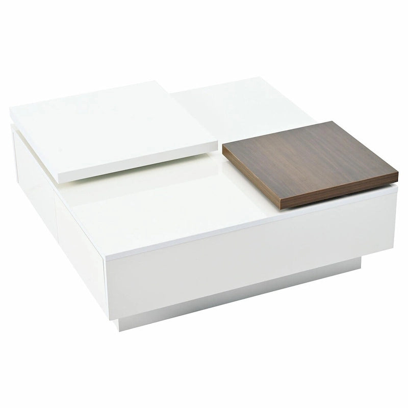 Table basse carrée moderne en bois avec plateau amovible