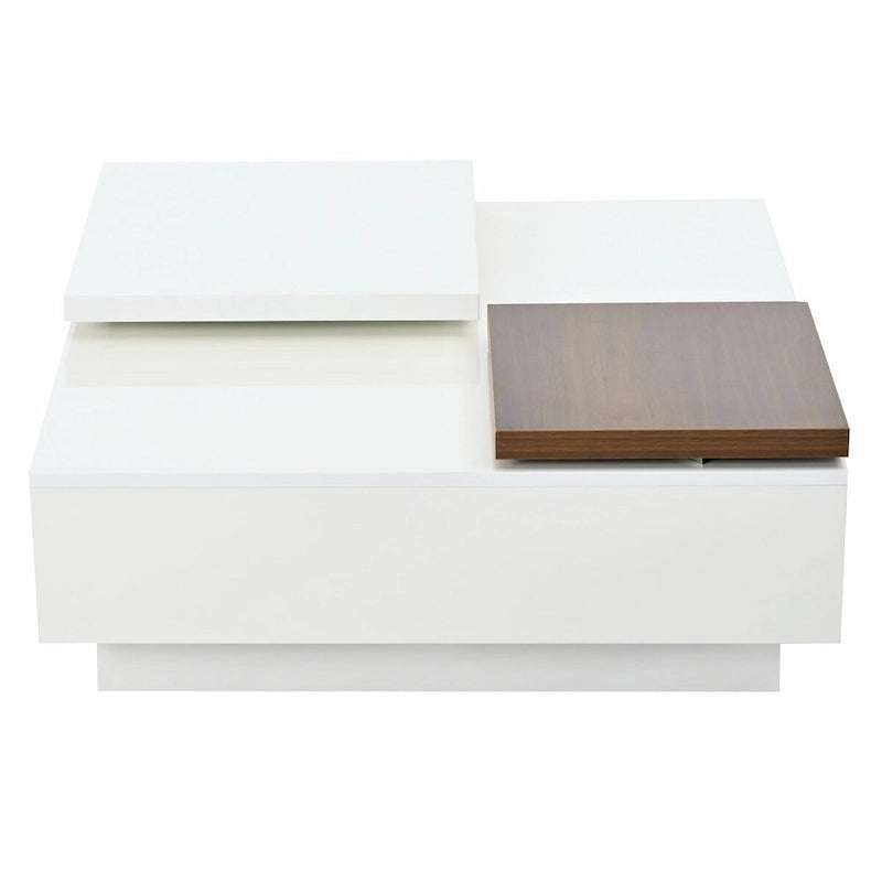 Table basse carrée moderne en bois avec plateau amovible