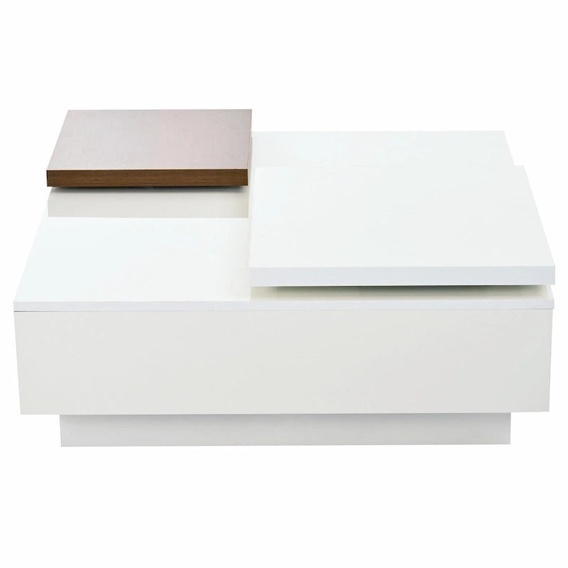 Table basse carrée moderne en bois avec plateau amovible