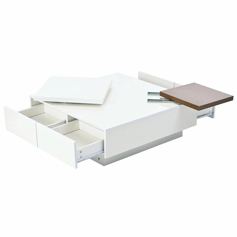 Table basse carrée moderne en bois avec plateau amovible