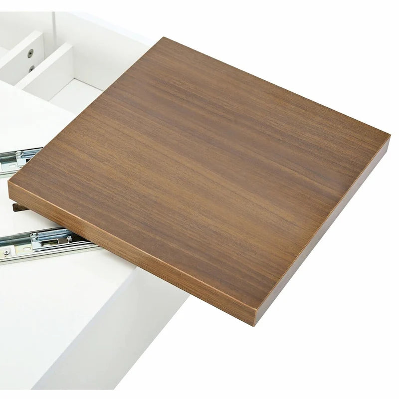 Table basse carrée moderne en bois avec plateau amovible