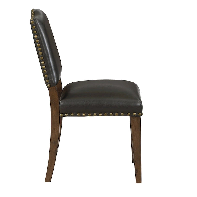 Chaise de salle à manger en similicuir marron