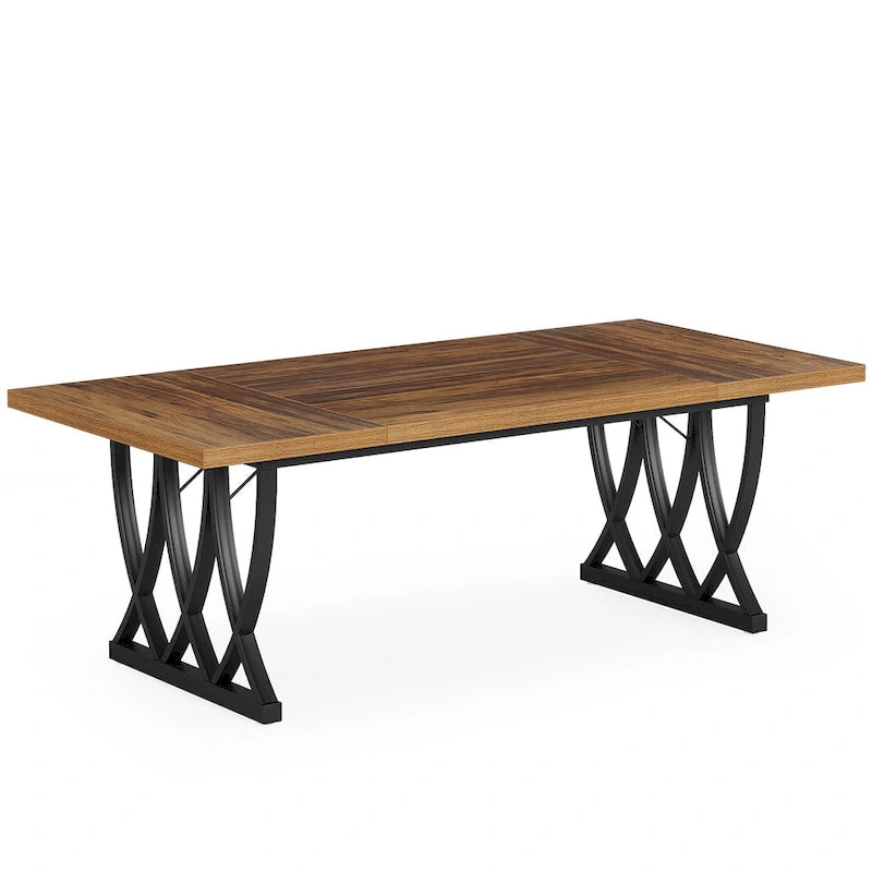 Table à manger rectangulaire de cuisine en bois et métal