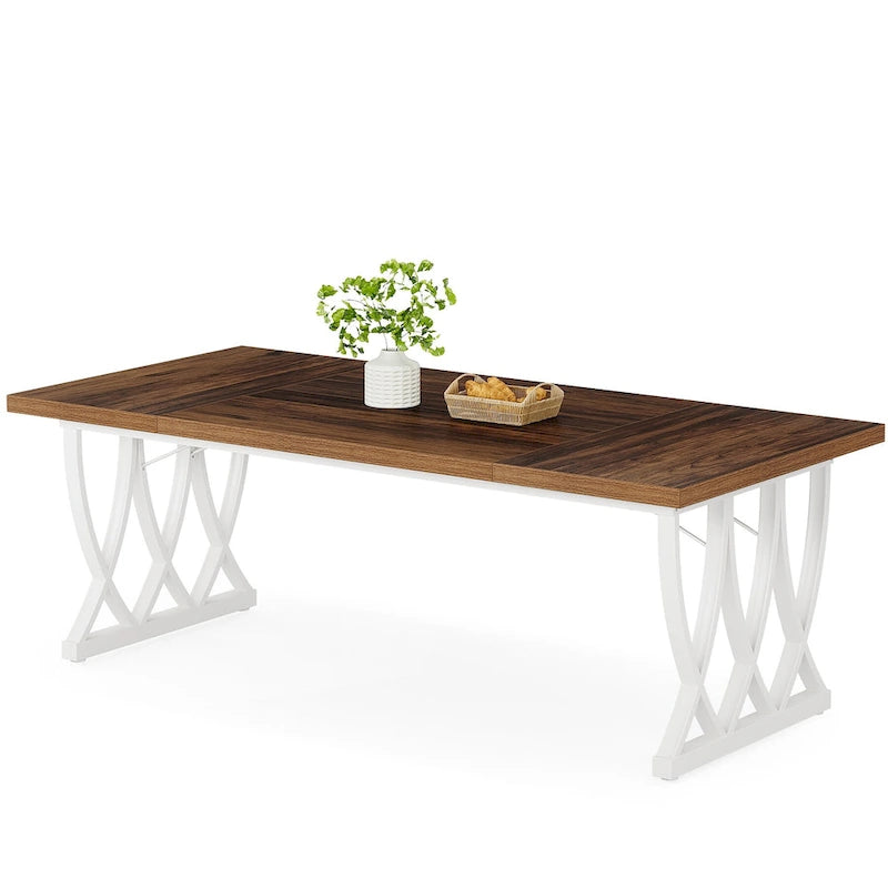 Table à manger rectangulaire de cuisine en bois et métal
