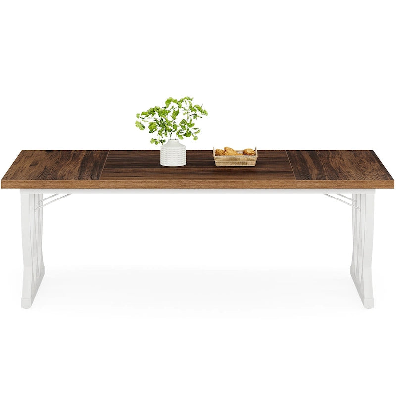 Table à manger rectangulaire de cuisine en bois et métal