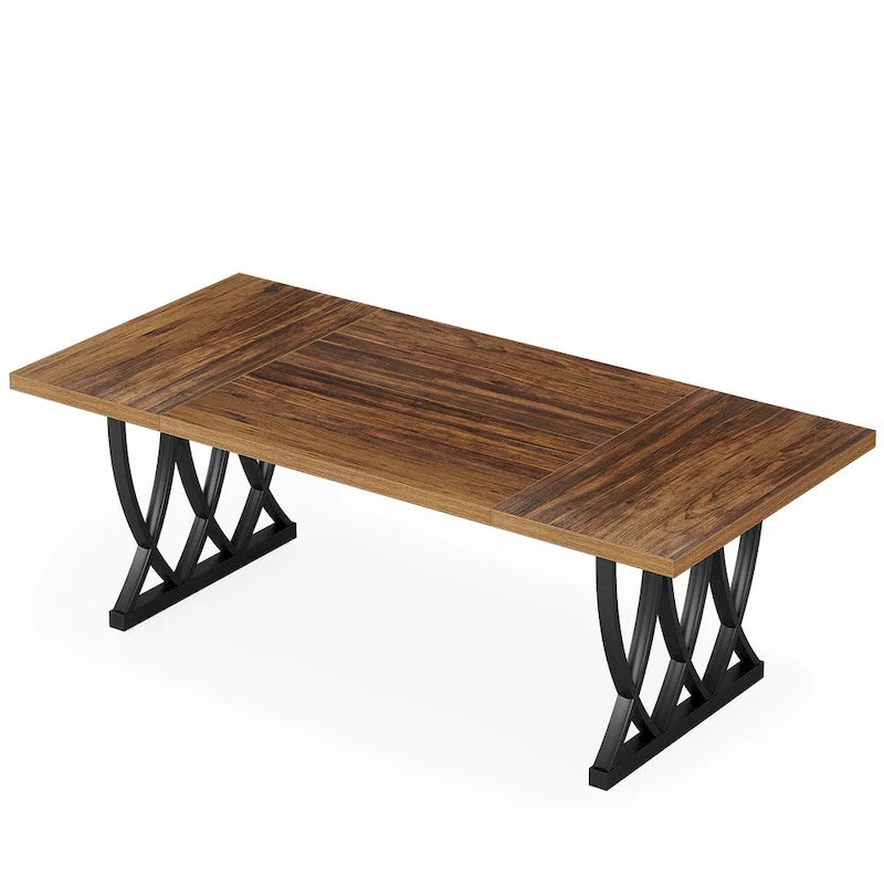 Table à manger rectangulaire de cuisine en bois et métal